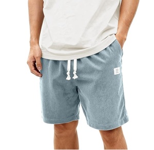 Shorts streetwear tendance de haute qualité avec logo, confortables, en toile 100% tissée, longueur genou, taille élastique, teinture unie, shorts chauds pour - Product Image 1