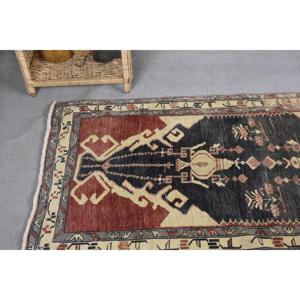 Tapis turc vintage 2,9x5,8 pi (87x178 cm), tapis patchwork rouge - Product Image 5