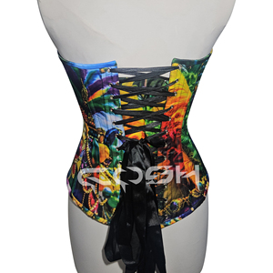 Top Corset de Satén sin Tirantes con Estampado Único y Temática Colorida de Mardi Gras - Product Image 6
