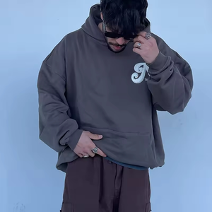 Sweat à capuche en éponge française 100% coton épais pour homme Streetwear surdimensionné avec strass et logo personnalisé Pull imprimé en 3D 2025 - Product Image 3