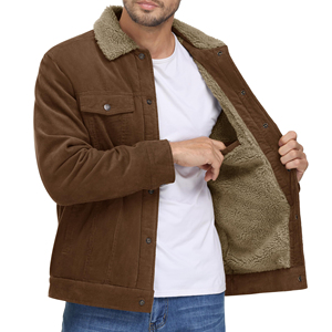 2025 High Quality Men's Winter Windbreaker <b>Jacket</b> For Men High Streetwear Custom Design Corduroy Knitted Fabric <b>Light</b> Dyed - Product Image 1