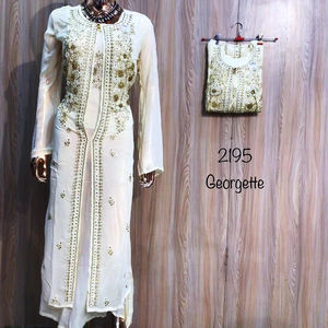 Designer moderne indien pakistanais vêtements non cousus belle Premium fête porter des costumes brodés à la main mode-avant - Product Image 1