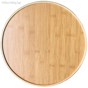Plateau de service rond en bois avec poignées, finition naturelle, pour usage résidentiel - Product Image 3