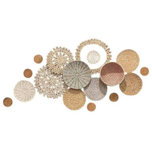 Vietnam personnalisé jonc de mer tenture murale décor panier Boho mur Art osier rond cintre plaque murale ensemble de 16 pièces avec de nombreuses tailles - Product Image 1