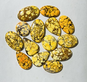 100% naturel AAA Grade Arizona jaune Turquoise pierre précieuse coupe ovale mélange forme taille personnalisée fabrication de bijoux pierres - Product Image 4