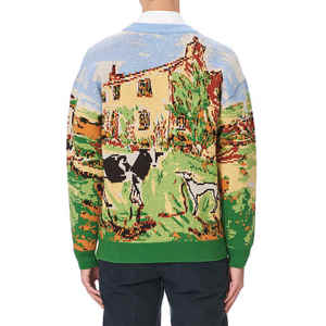 Tricots à motif jacquard respirant avec logo personnalisé OEM Pulls d'hiver Haut en tricot de coton à la mode Crew Chandails de grande taille pour femmes - Product Image 4