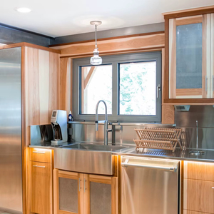 Tùy chỉnh giá rẻ đôi kính hai cửa sổ theo dõi với màu đen trắng đồng nhôm bảng điều chỉnh khung kính trượt thiết kế - Product Image 5