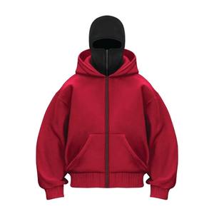 Sweat à capuche Balaclava unisexe en coton, style streetwear, fermeture éclair intégrale, sweat à capuche d'hiver pour homme - Product Image 5