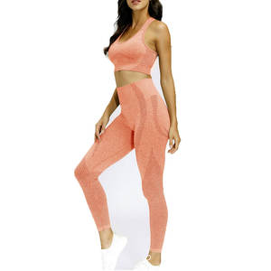 Venta al por mayor 100% algodón mujeres Fitness deportes Yoga conjuntos última llegada OEM personalizado moda ropa activa desgaste sólido patrón - Product Image 2