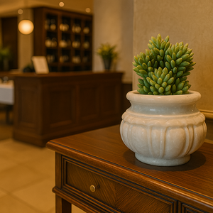 Macetas de mármol Natural de tendencia, diseño tallado a mano, forma de tamaño personalizado, macetas de piedra directas de fábrica, decoración moderna al por mayor - Product Image 5