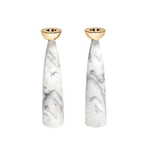 Ensemble de deux bougeoirs en marbre avec bougeoir de forme ronde de qualité exclusive à un prix abordable - Product Image 6