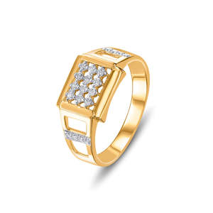 Anillo de Moda para Hombre Chapado en Oro con Incrustaciones Geométricas - Product Image 3