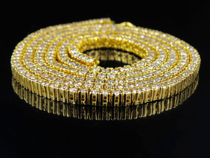 Venta caliente Hiphop 3mm 4mm 5mm oro blanco primavera broche moissanite diamante tenis cadena moda cadena Collar para hombres - Product Image 5