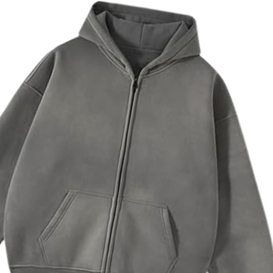Sudadera con Capucha Gris Lavada al Ácido, Estilo Vintage, Acabado Suave de Felpa, Cierre Completo, Ropa Urbana, Sudadera de Invierno - Product Image 5
