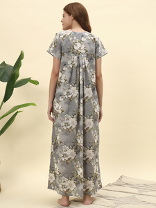 Camisón Victoriano de Encaje 100% Algodón para Mujer, Mangas Largas, Largo Completo, Tela Transpirable, Cuello con Estampado Floral, Verano - Product Image 6