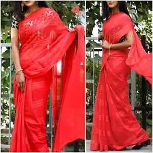 Tenue ethnique indienne de fête, tenue décontractée Georgette, sarouel uni avec Banglori, chemisier en Satin brodé - Product Image 2