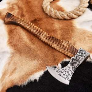 Hachas Damasco de Alta Calidad Hechas a Medida con Funda de Cuero y Mango de Madera, Cuchillo Hacha Personalizado en Venta - Product Image 2