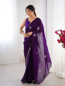 Nouveau lourd fausse georgette avec chemisier fantaisie Saree indien Saree / Sari / Shari pour mariage et vêtements de maison au prix de gros - Product Image 5
