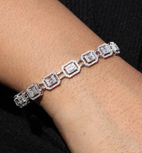 สร้อยข้อมือเพชรโมอิส925สเตอริงสีขาวตัดเพชร/ของขวัญสำหรับเธอ - Product Image 1