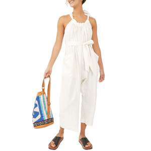 Free People XL Ivory Henriette Jumpsuit con Collo Halter e Vita Alta, Tuta da Spiaggia Traspirante con Stampa Fantasia, Ideale per l'Estate - Product Image 1