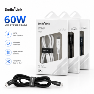 Cable USB C <span class=keywords><strong>de</strong></span> 1.5m, Negro, Nailon, PD60W, 3A, Carga Rápida, Trenzado, Cobre Estañado, para Teléfono Móvil, Banco <span class=keywords><strong>de</strong></span> Energía, Computadora, Datos USB 2.0 - Product Image 2