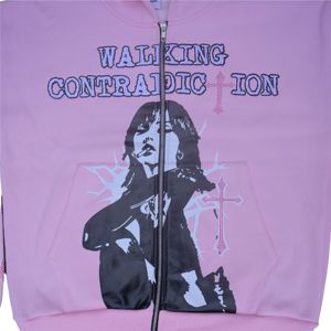 Custom Streetwear Heavy Weight <b>Pink</b> Rhinestone <b>Hoodie</b> with Embroidery & Printing Custom Logo Unisex Oversize <b>Mens</b> Zip-Up <b>Hoodie</b> - Product Image 6