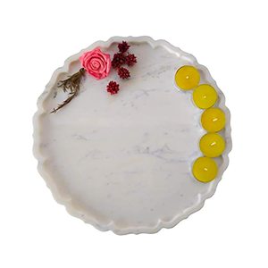Wholesale Supplier Handmade Marble Serving Tray exporter with <b>Gold</b> Finished Metal <b>Handle</b> Luxury Marble Tray with <b>Handles</b> - Product Image 3