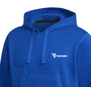 Vente en gros Sweats à capuche décontractés pour hommes avec logo personnalisé Pull uni unisexe de couleur bleue Sweatshirts surdimensionnés en coton épais - Product Image 5