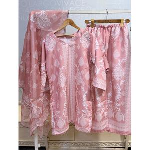FUSION LAWN 3 PCS CASUAL SUIT SL00250 Cotton Fabric Three-Quarter Sleeve Length <b>Tops</b> - Product Image 5