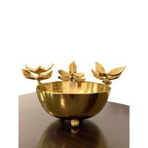Cuenco decorativo de latón dorado de lujo, centro de mesa de primera calidad hecho a mano, acento para mesa de comedor, sala de estar, mesa, decoración para el hogar y la Oficina - Product Image 3