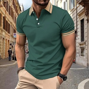 Nueva moda de verano para hombre, informal, de manga corta, con botones, solapa, Color sólido, transpirable, Camiseta clásica, Parte delantera personalizada, hecha a medida - Product Image 6