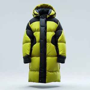 Chaqueta de abrigo largo de invierno informal OEM con cuello levantado y logotipo frontal diseño acolchado de moda - Product Image 6