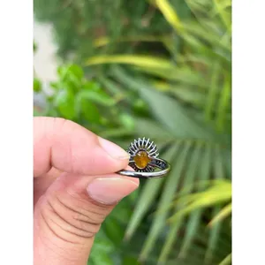 925 Silver Mexican Fire <b>Opal</b> Statement <b>Ring</b> Dainty Fine Jewelry with Yellow <b>Gold</b> Everyday Wear Gemstone <b>Ring</b> - Product Image 6