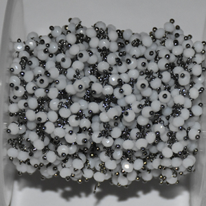 Top quality white opal Glass Beads <b>Cluster</b> Rosary Chain, Beaded beads Chain for Bracelet necklace jewelry Making, Thick chain - Product Image 1