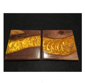 Posavasos de Nogal Negro y Resina Epoxi con Forma Cuadrada, Perfectos para Bebidas de Té, Accesorio de Mesa y Decoración Elegante para Comedor - Product Image 5