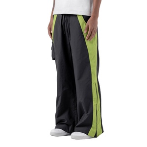 Wholesale High Quality <b>Men's</b> Nylon Track Pants Straight <b>Wide</b> <b>Leg</b> Zipper Breathable Streetwear Casual Sports <b>Trousers</b> - Product Image 1