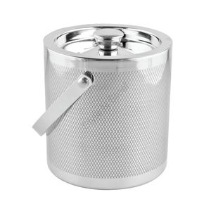 Cubo de hielo de acero inoxidable con grabado exterior de color plateado y elegante diseño clásico - Product Image 1