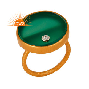 Hot Selling Sterling Silver 18K Gold Plated Natural <b>Cz</b> And Green Onyx Gemstone Stackable <b>Ring</b> Jewelry For Women Gift For Her - Product Image 1