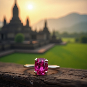Customizable 18K <strong>Gold</strong> Ruby Cushion Cut <strong>Ring</strong> Fine Thai Jewelry Heirloom Quality Statement Piece for <strong>Weddings</strong> <strong>and</strong> Parties - Product Image 2