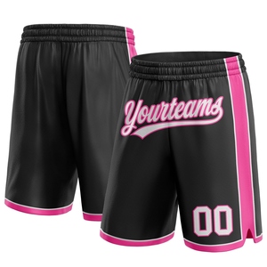 Industrie Direct Engro Sportswear Basketball <b>Shorts</b> Custom Black <b>White</b>-Pink Authentic Basketball <b>Shorts</b> - Product Image 1