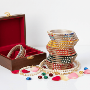 Thin Stone-Studded Moissanite Bangle Set Elegant <b>Rainbow</b> Stack Bracelets - Product Image 4