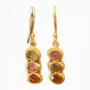 18K chapado en oro multi color piedra preciosa 925 joyería de plata esterlina fabricación al por mayor pendiente de plata - Product Image 2