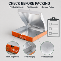Boîte à pizza doublée de papier aluminium pour la livraison à emporter, emballage alimentaire pour restaurant avec maintien de la chaleur et impression de logo personnalisé