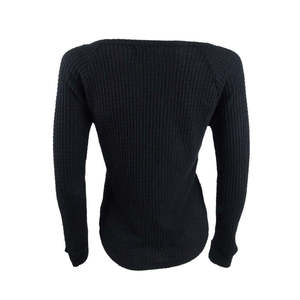 Maglietta Henley in Maglia Waffle Ultra Flirt per Ragazze, Stampa a Righe con Decorazione a Bottoni per la Stagione Primaverile - Nero Taglia Media - Product Image 3