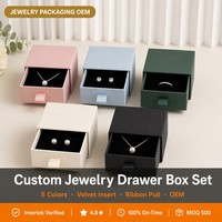 Boîte d'emballage personnalisée pour bijoux, boîte cadeau carrée à tiroir coulissant pour bagues, colliers, bracelets, boucles d'oreilles