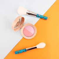 Set Kuas Rias Mata Kinlly Foundation, Bulu Sintetis Nylon Lembut, Kuas Kosmetik untuk Rias Wajah dan Mata