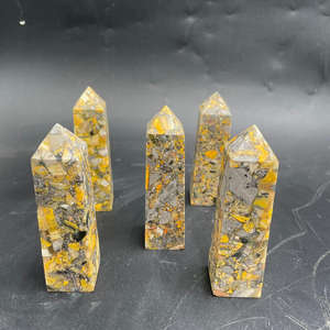 Wholesale High Quality Natural Indonesia Bumble Bee Jasper Obelisk Resin Gemstones Handicrafts Healing Crystal 2,5X2,5X9cm - Product Image 3