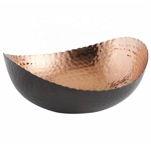 Hot Selling Black and Copper Oval Aluminium Fruit Bowl Decorative <b>Centrepiece</b> Elegant Aluminium Bowl for <b>Dining</b> <b>Table</b> Decor - Product Image 1