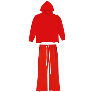 Chándal con estampado personalizado de letras y figuras para hombre, Sudadera con capucha y estampado DTG, pantalones acampanados, conjunto informal de 2 piezas - Product Image 6