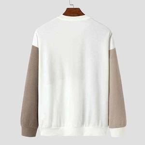 Sweat-shirt à col rond personnalisé pour homme avec manches longues en molleton de coton Mode d'hiver Design bicolore Tissu Logo brodé - Product Image 2